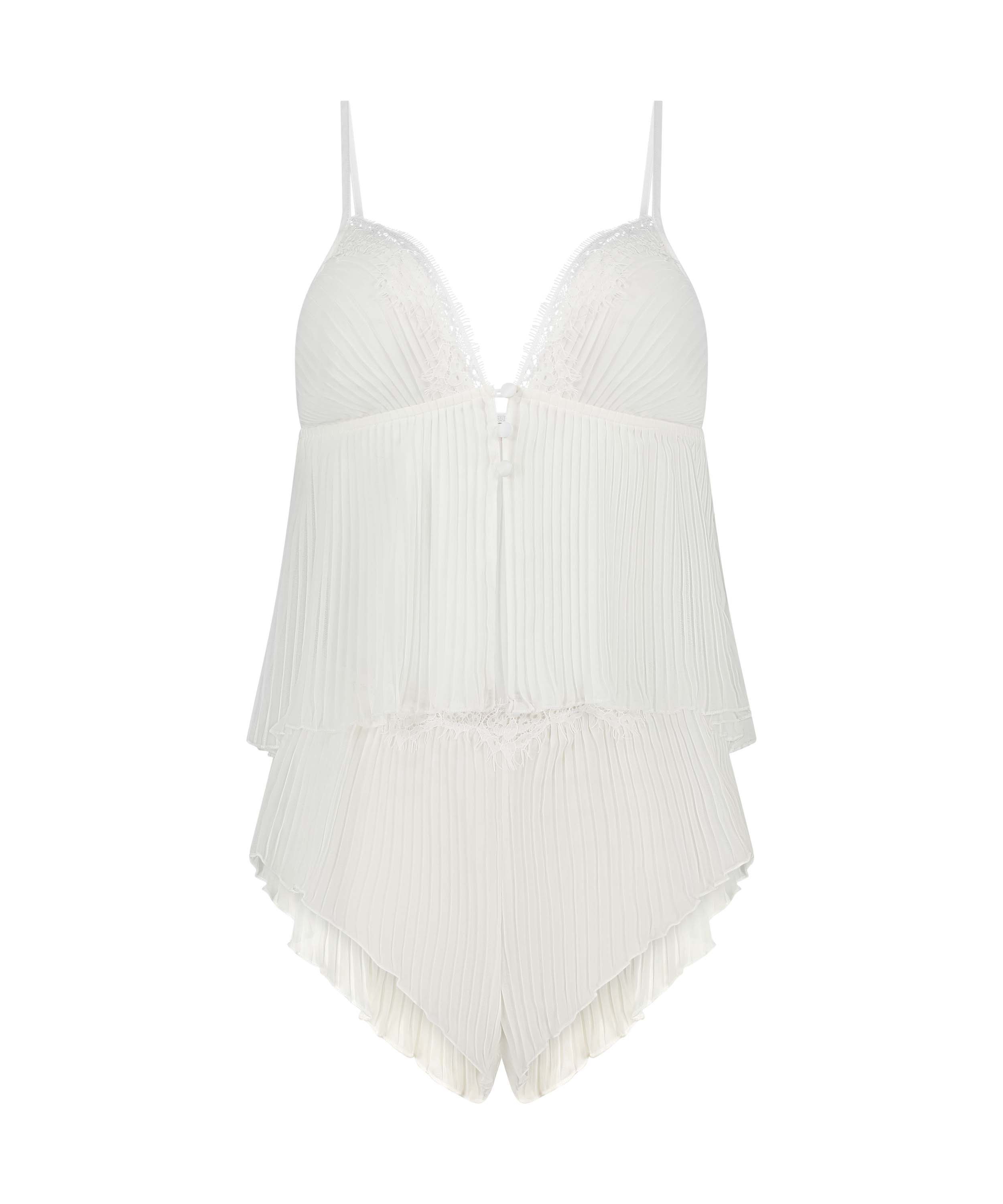 Ensemble Cami Mousseline Plissé, Blanc, main