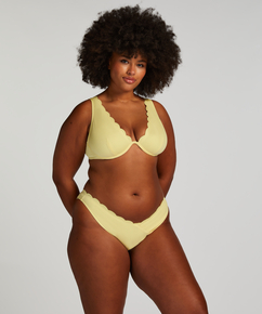 Hoch ausgeschnittener Bikini-Slip Scallop, Gelb