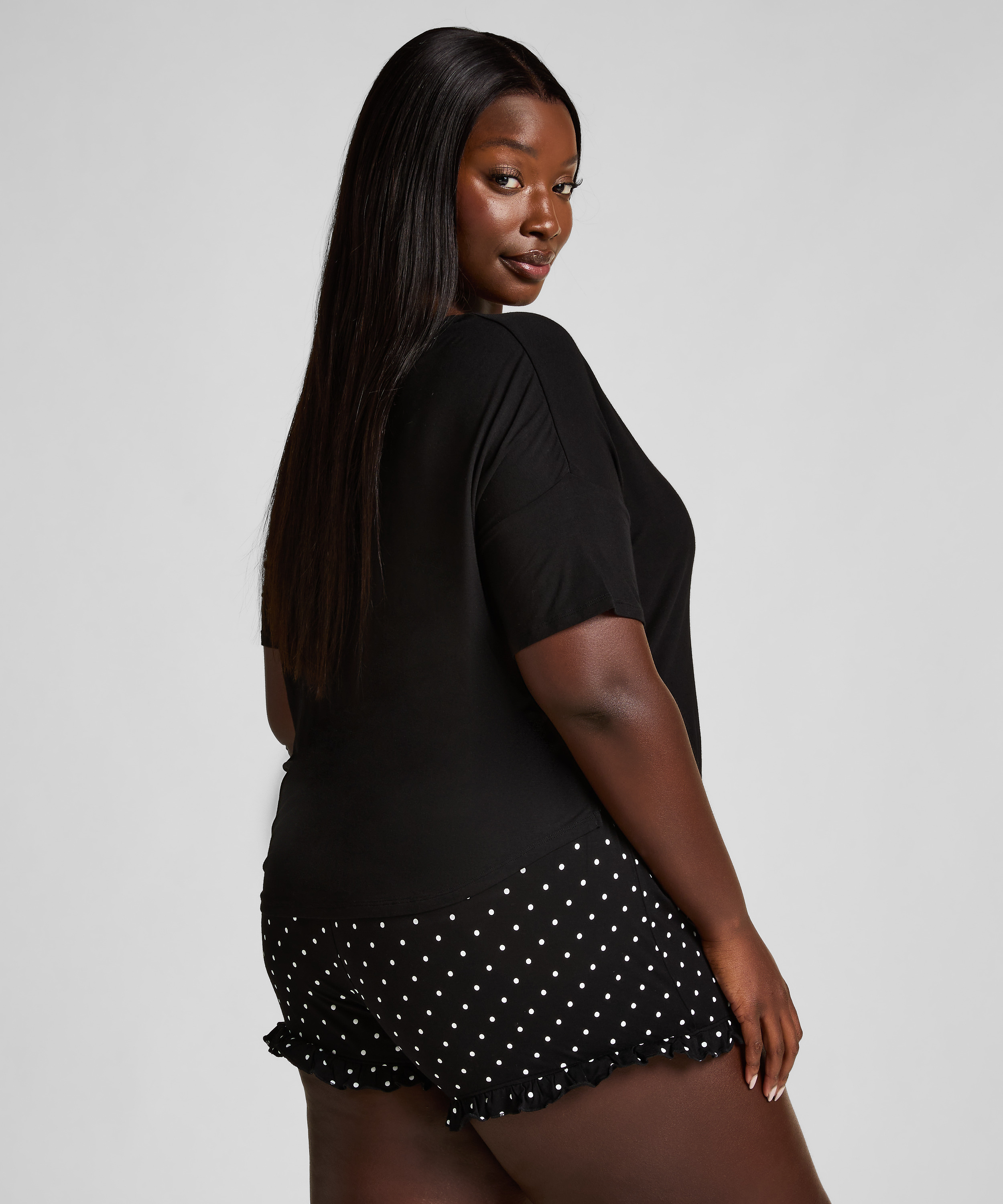 Kurzes Pyjamaset, Schwarz, main