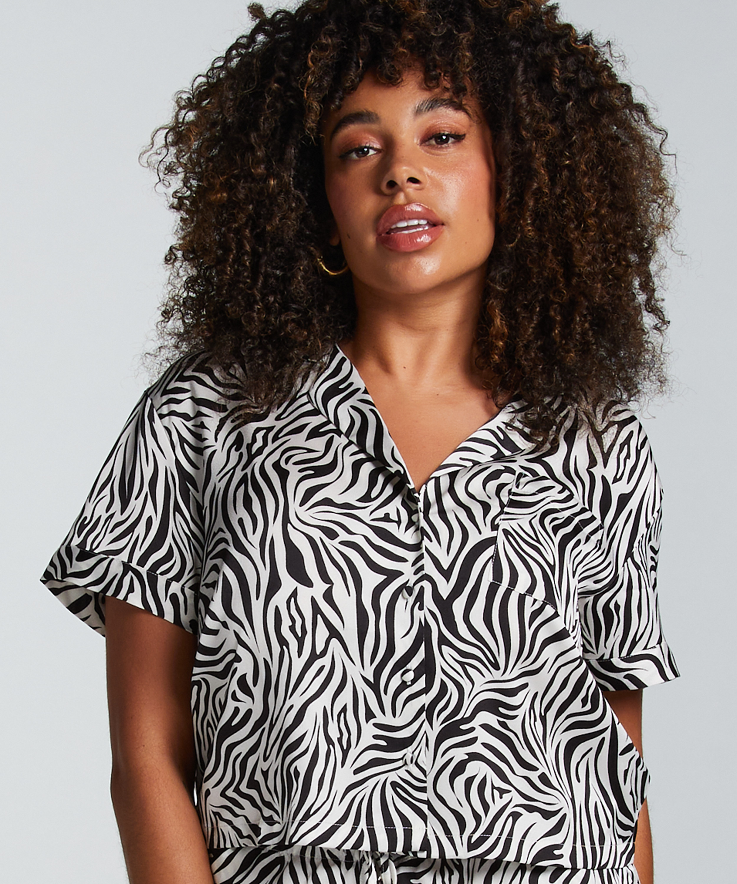 Kurzärmelige Satin-Jacke, Weiß, main