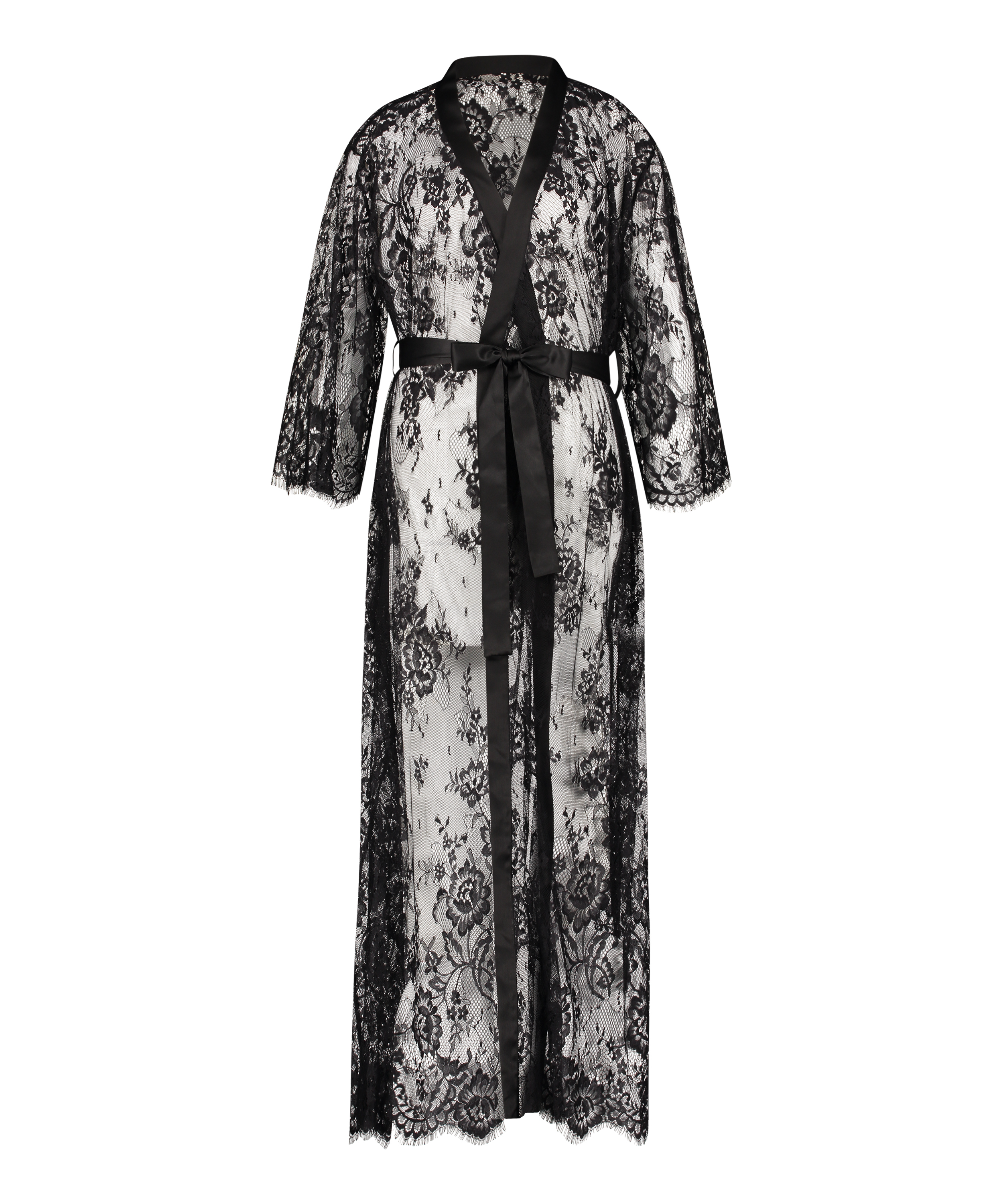 Long Kimono Allover Lace, Noir, main