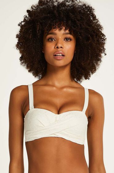 Hunkemöller Vorgeformtes Bandeau-Bikinitop Broderie Weiß