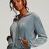 Hoodie Jacke Velours, Blau