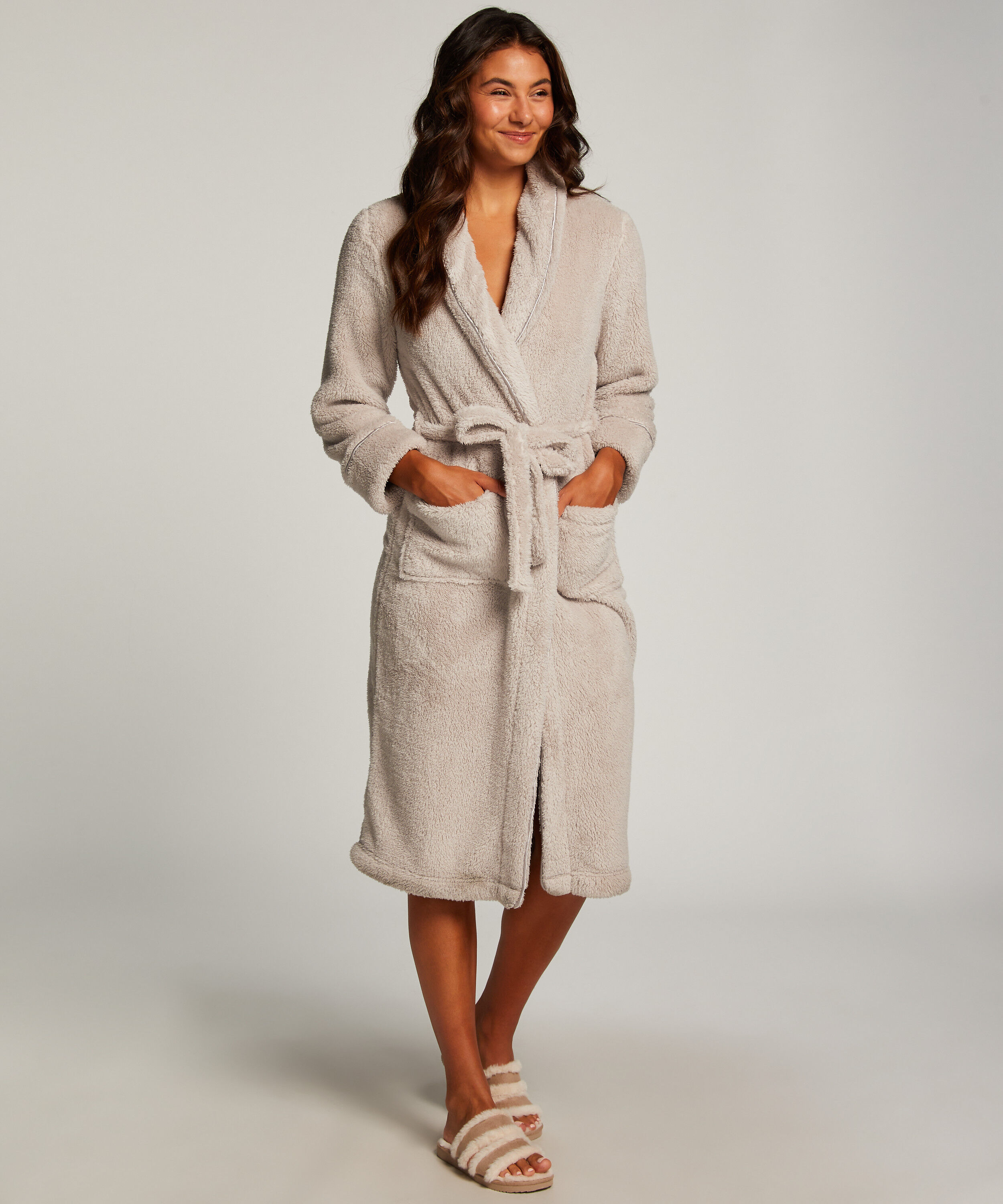 Bademantel Fleece, Braun Bademantel Fleece, Braun