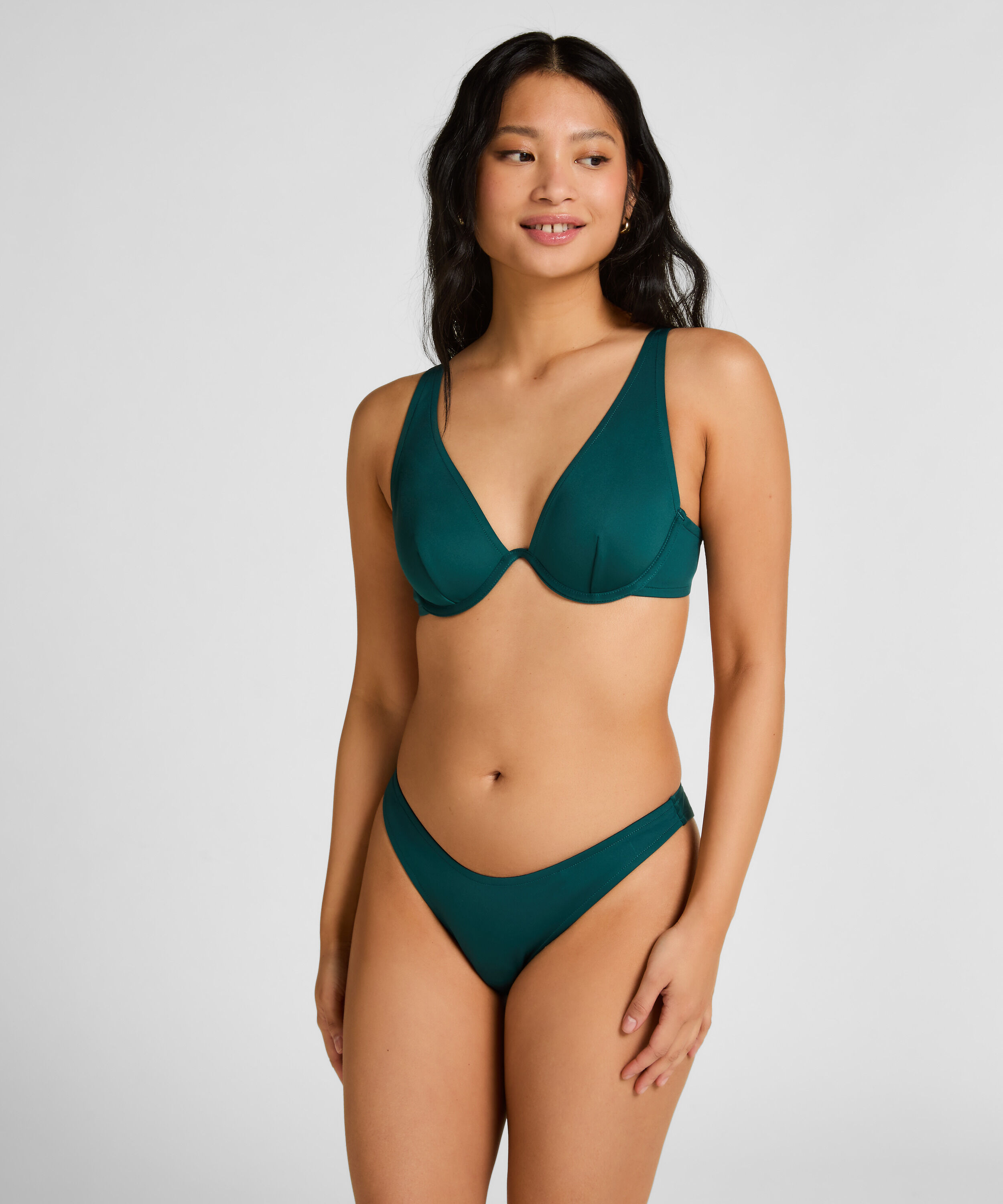 Bas de bikini à jambe haute en néoprène, Vert Bas de bikini à jambe haute en néoprène, Vert