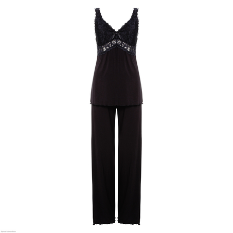 Pyjamaset Modal lace, Schwarz