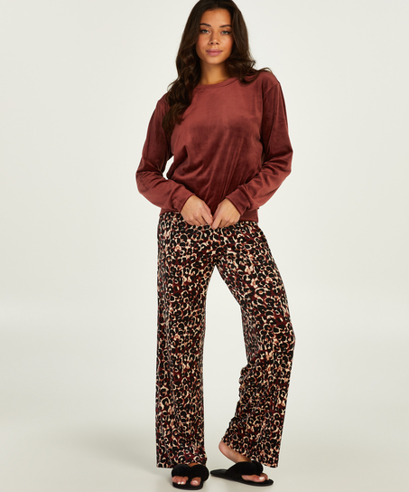 Velour Pyjama-Set, Braun