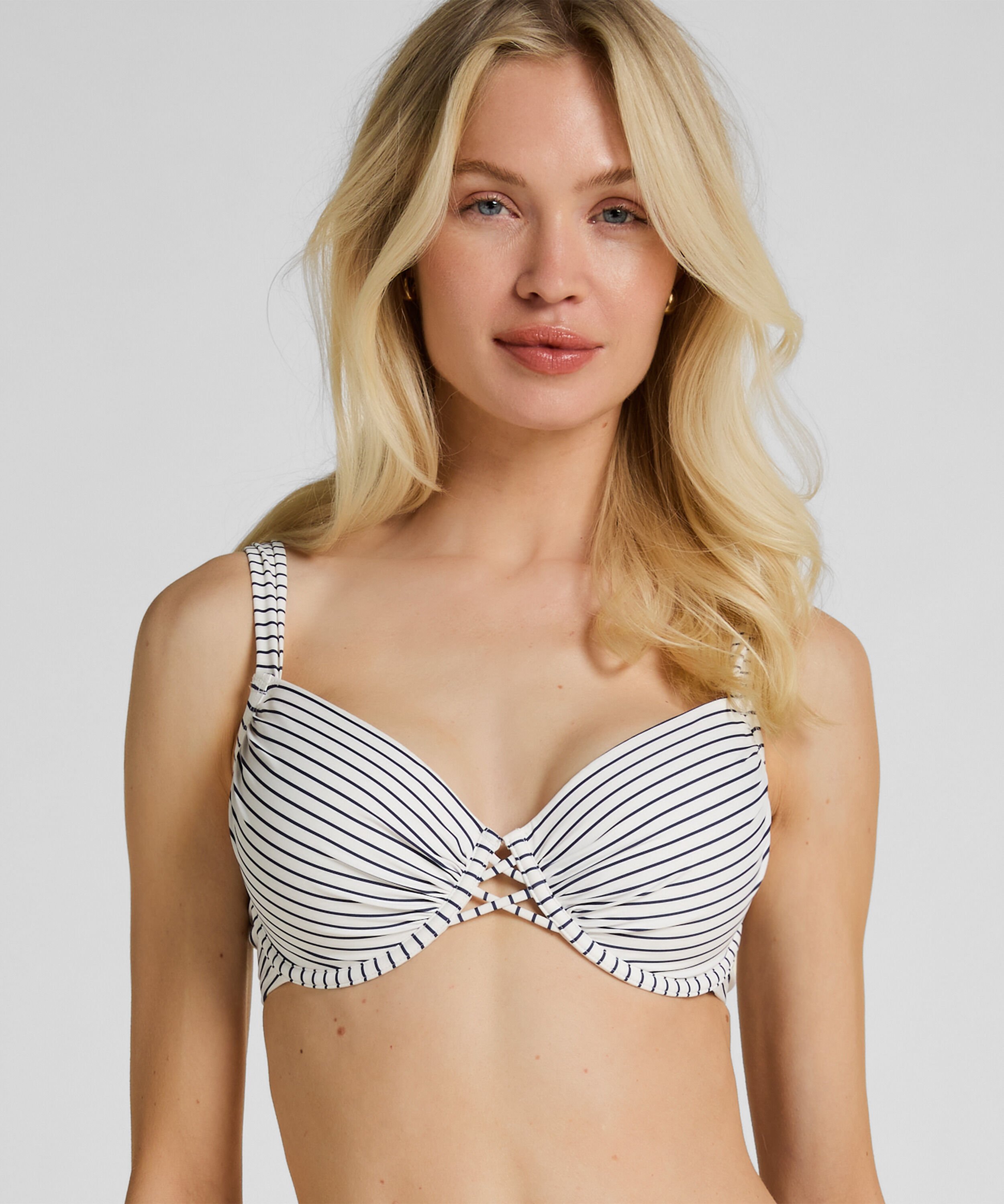 Gepolstertes Bügel-Bikini-Oberteil Stripes, Weiß Gepolstertes Bügel-Bikini-Oberteil Stripes, Weiß