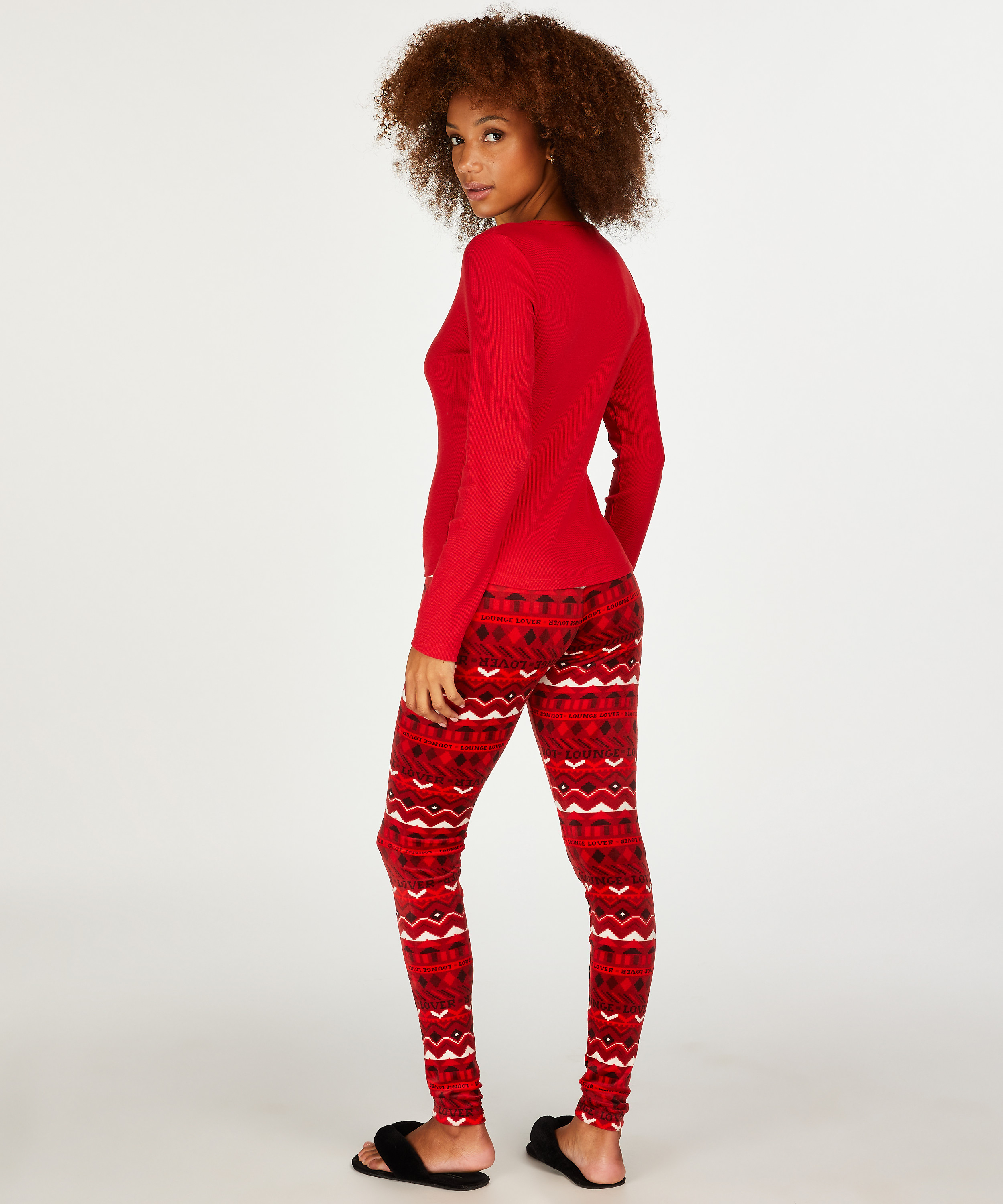 Velours-Leggings, Rot, main
