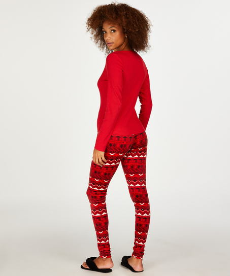 Velours-Leggings, Rot