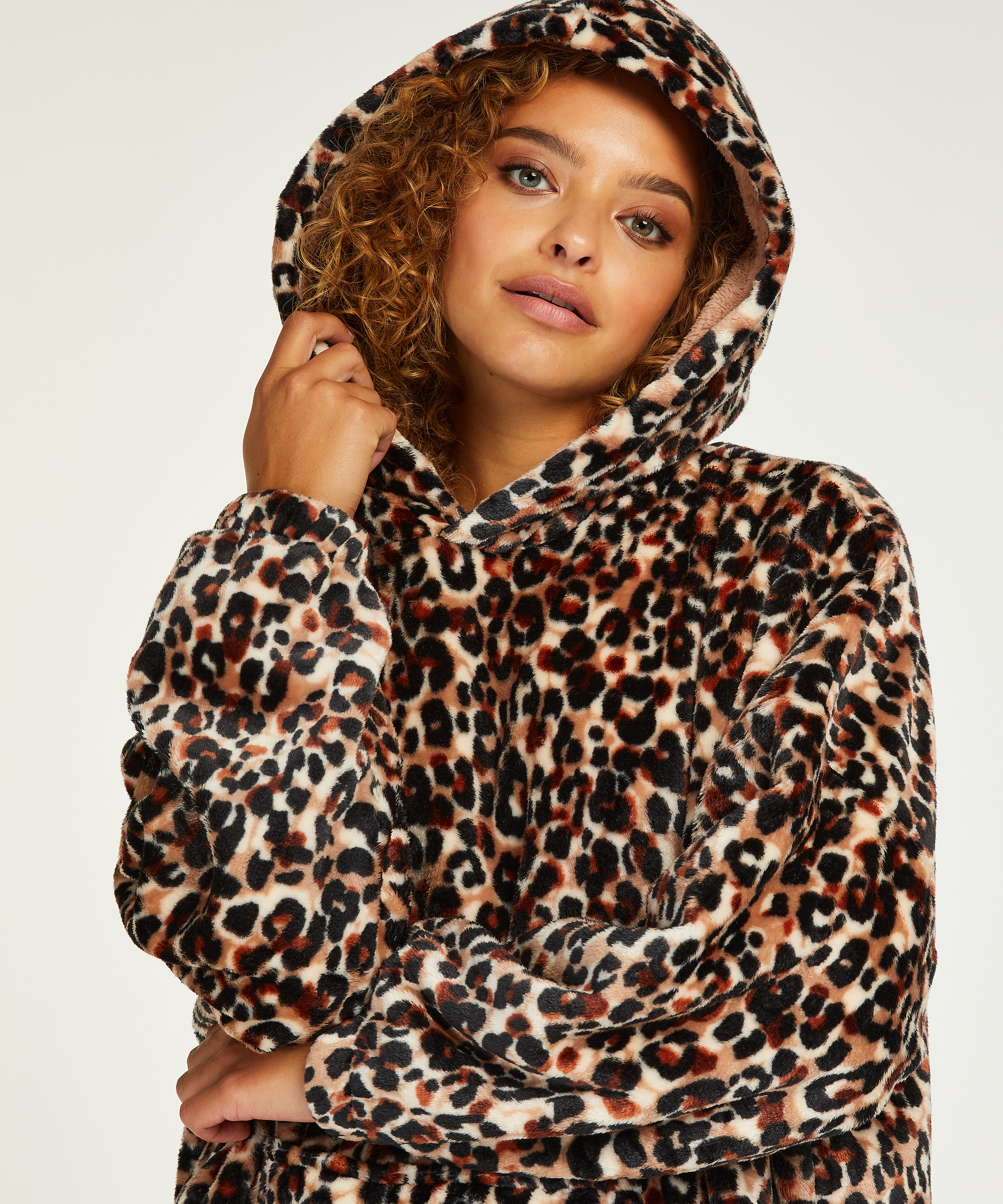 Flanell Fleece Hoodie, Braun, main