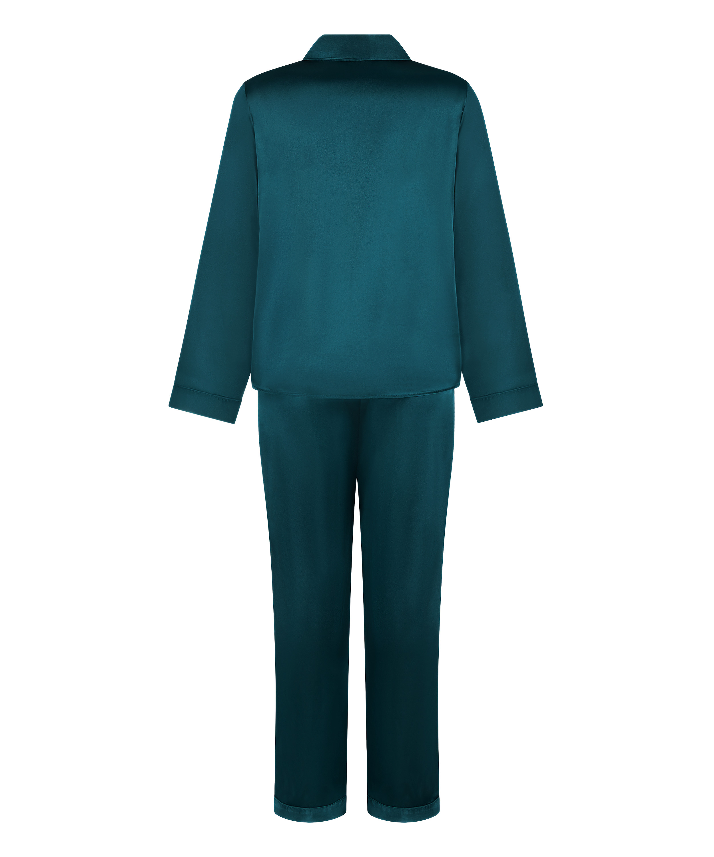 Pyjamaset aus gl&auml;nzendem Satin, Blau, main