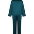 Pyjamaset aus gl&auml;nzendem Satin, Blau