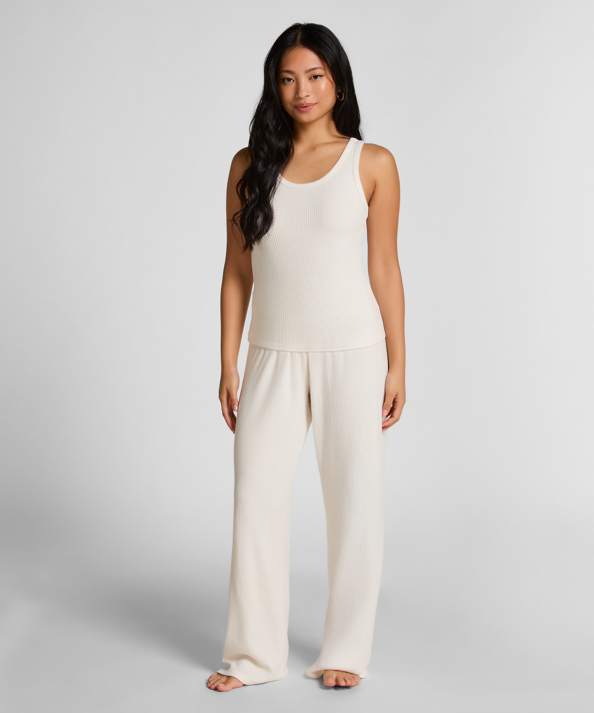 Singlet aus gebürstetem Jersey-Rippstrick, Weiß, main