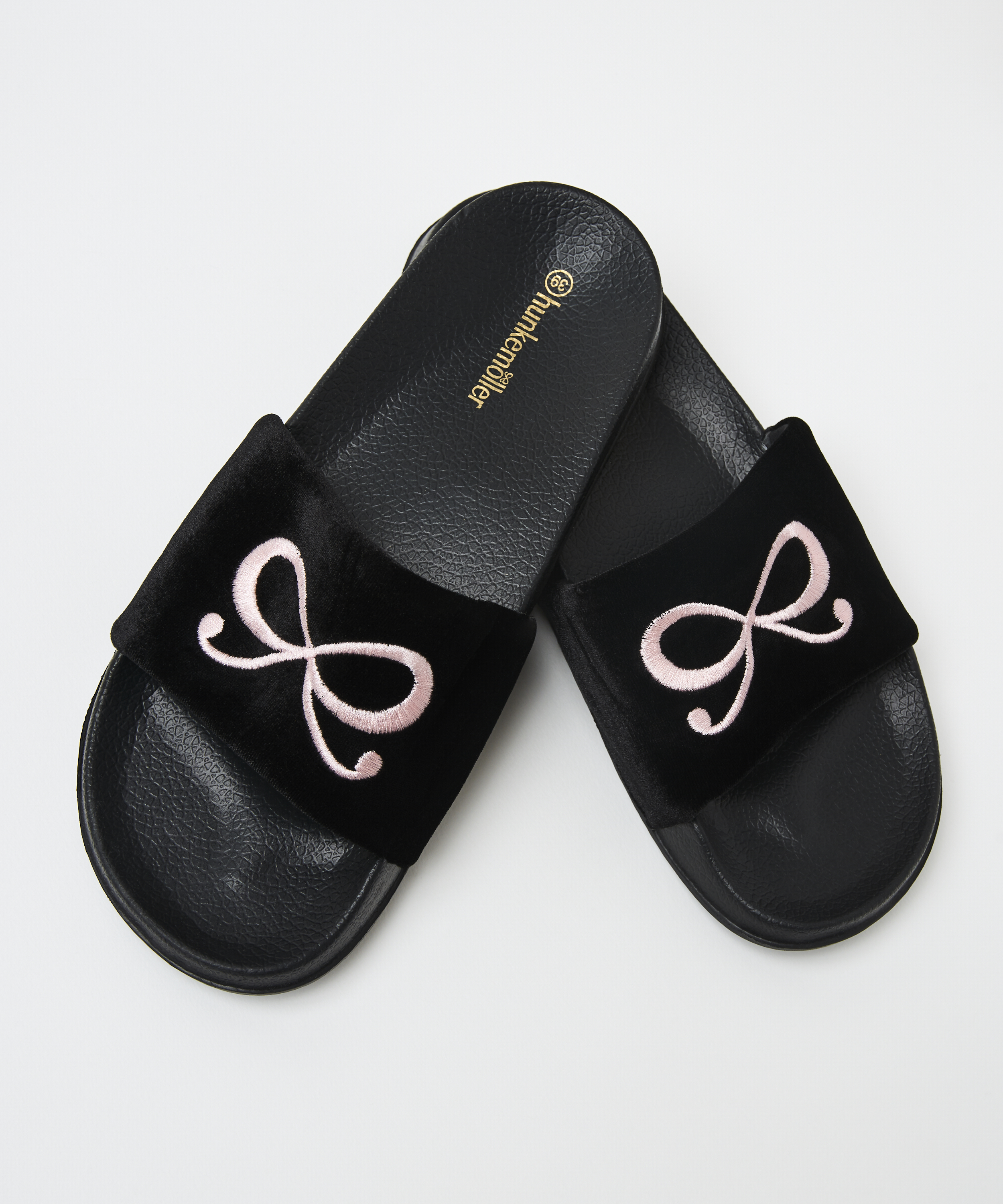 Slippers Bow Velours, Schwarz, main