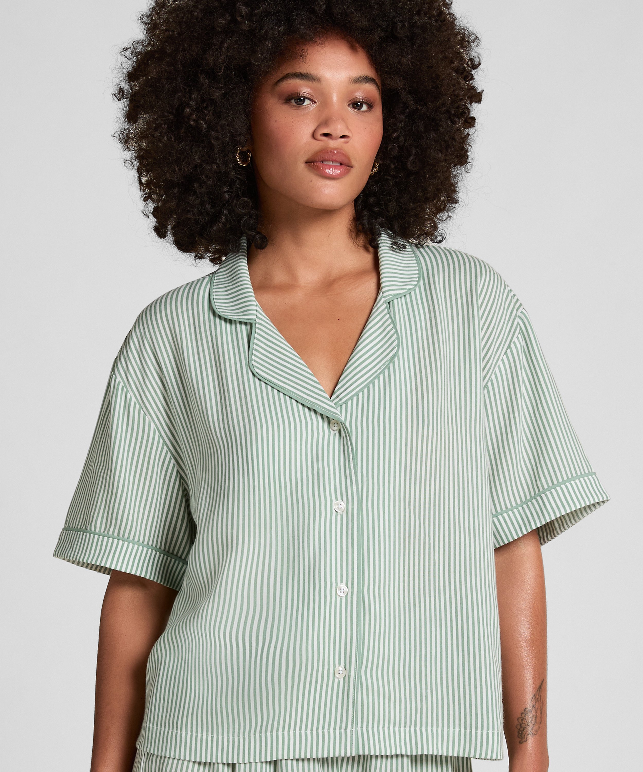 Kurzärmelige Jacke aus Webstoff, Grün, main