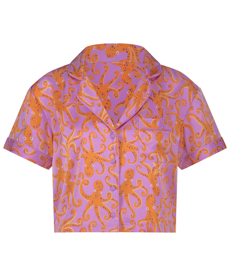 Kurzärmelige Satin-Jacke, Lila