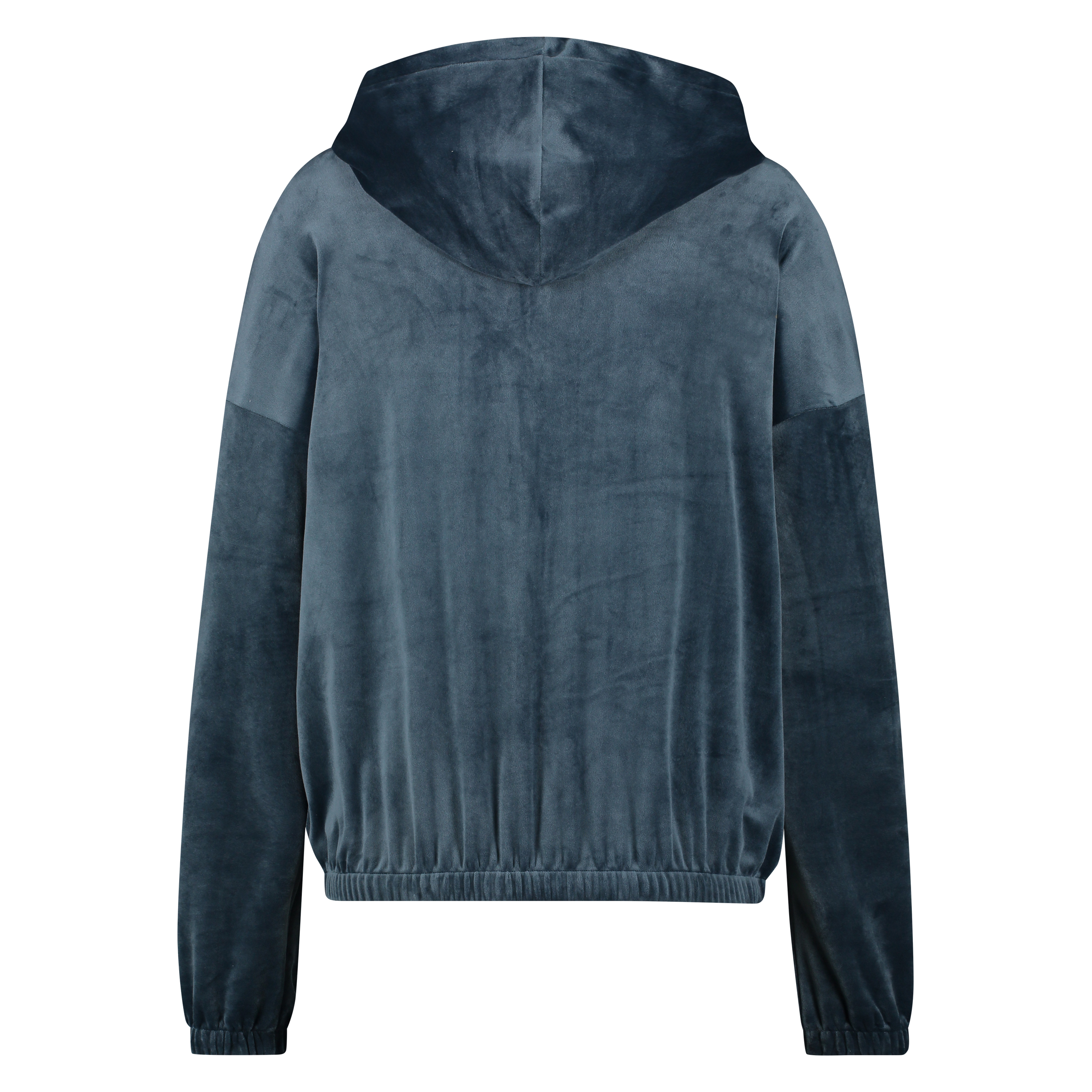 Hoodie-Jacke aus Samt, Blau, main