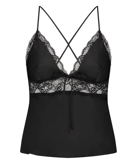 Caraco en satin Marcela, Noir