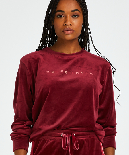 Lang&auml;rmeliges Top aus Velours, Rot