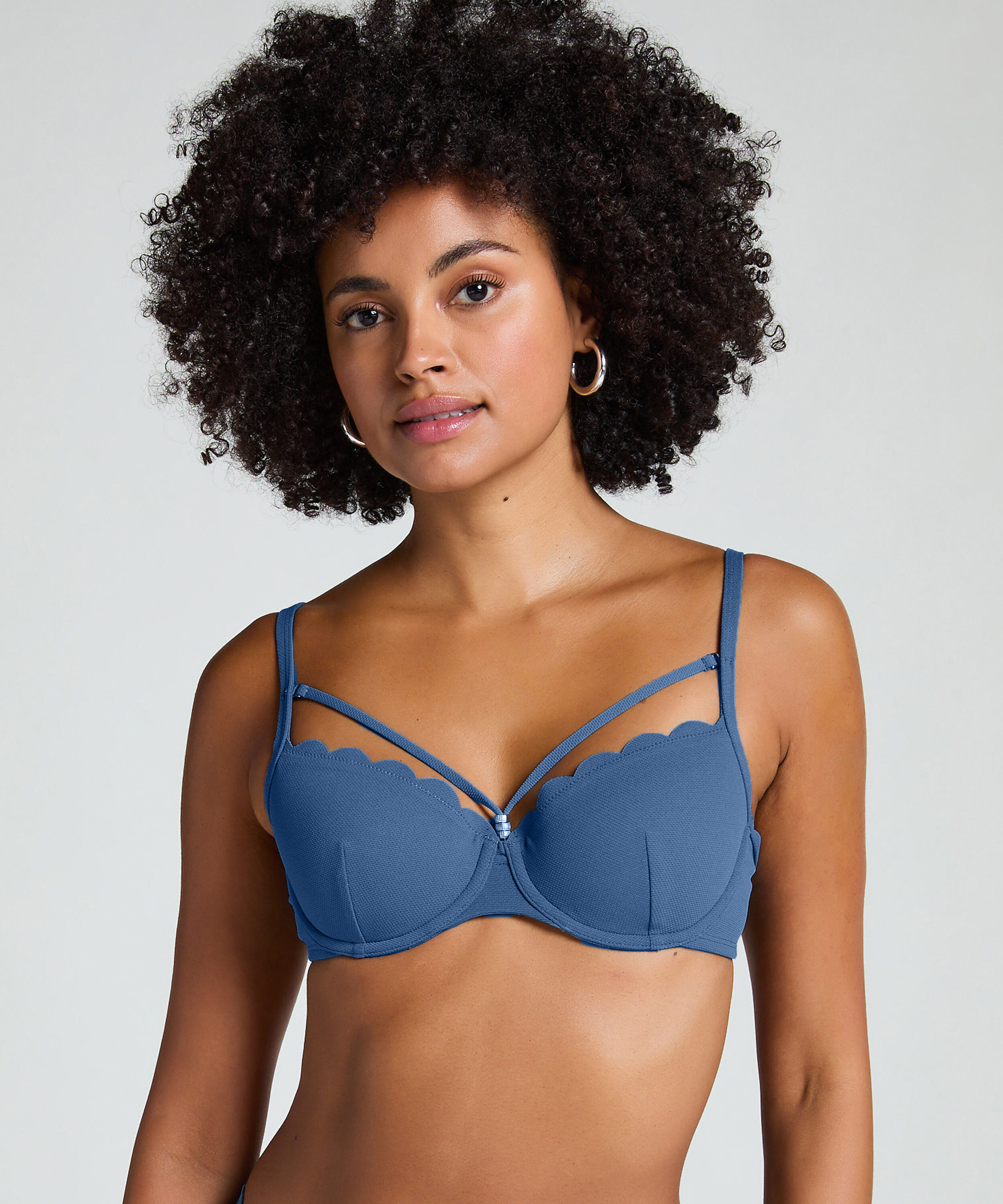 Haut de bikini préformé à armatures Scallop, Bleu