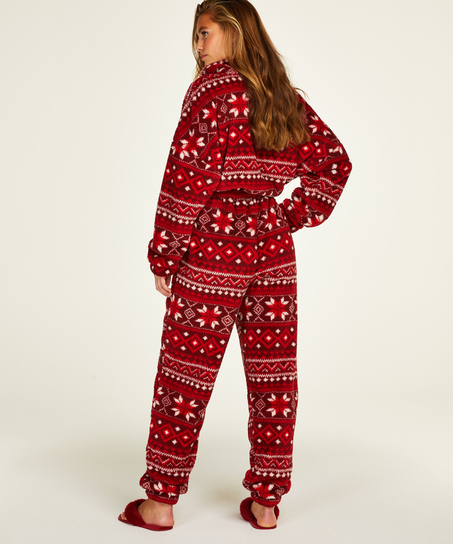Onesie en flanelle et polaire Fairisle, Rouge
