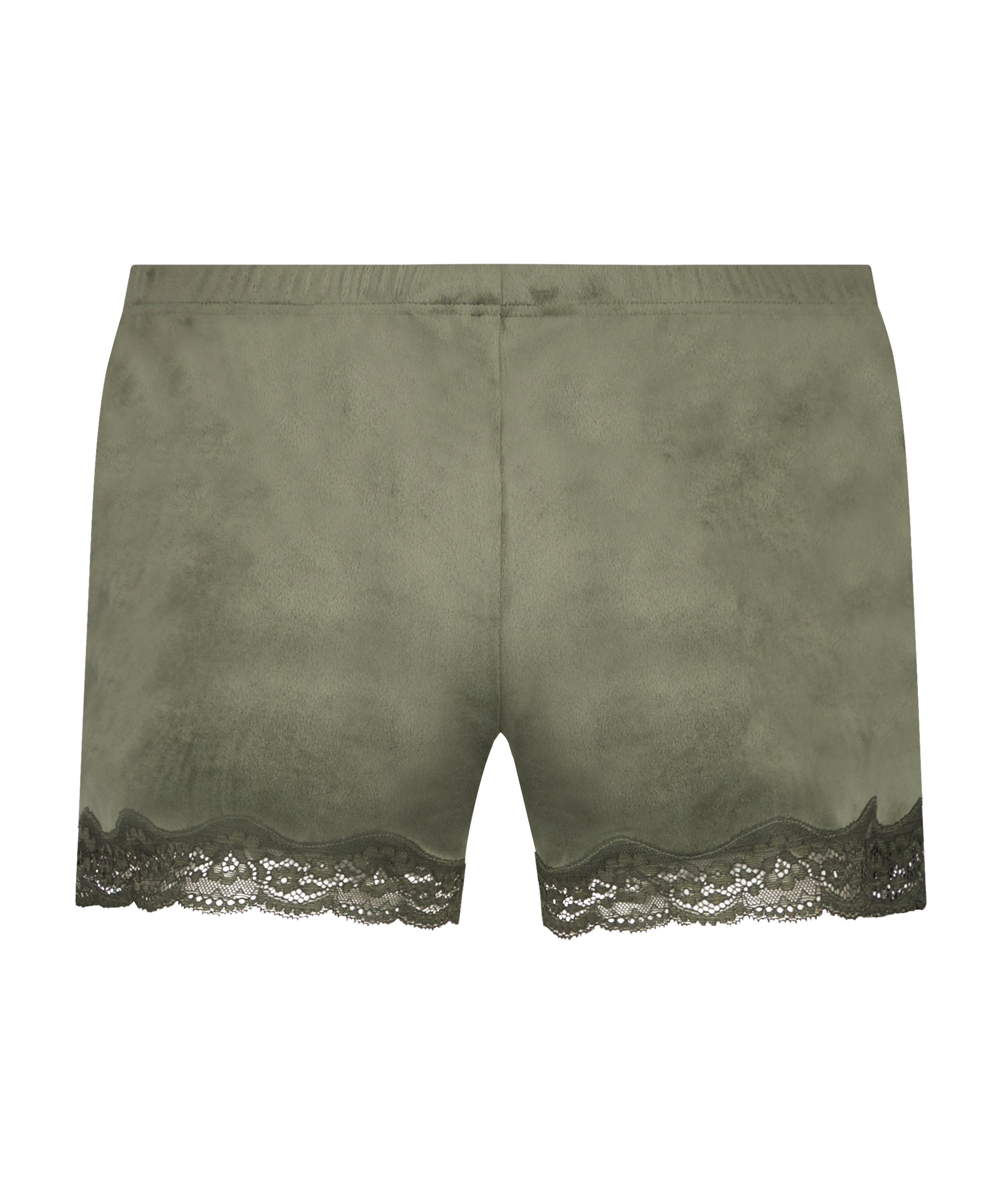 Shorts aus Velours mit Spitze, Gr&uuml;n, main