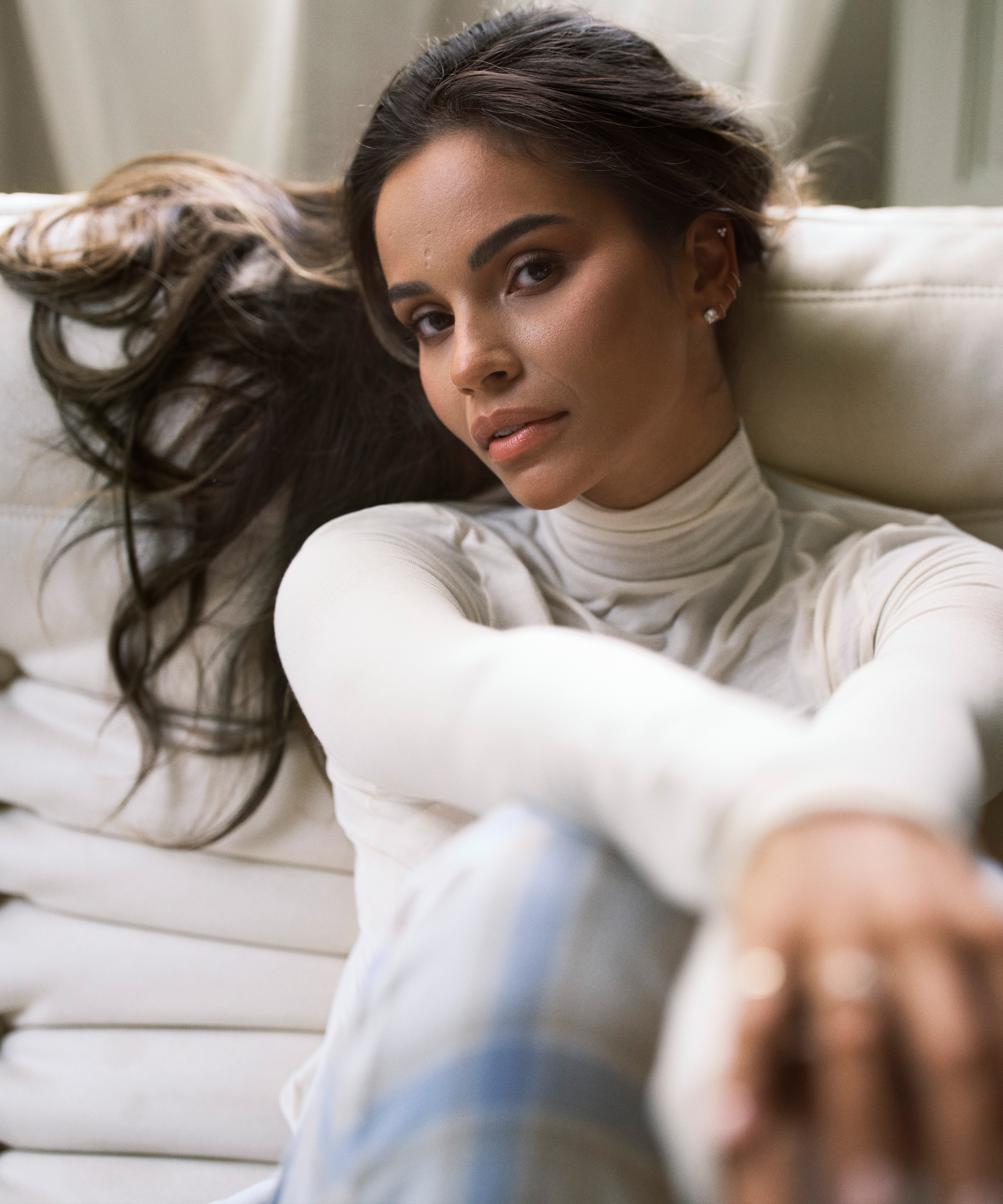 Himmlisch weiches Shirt aus Kaschmir-Mix mit Rollkragen, Weiß, main