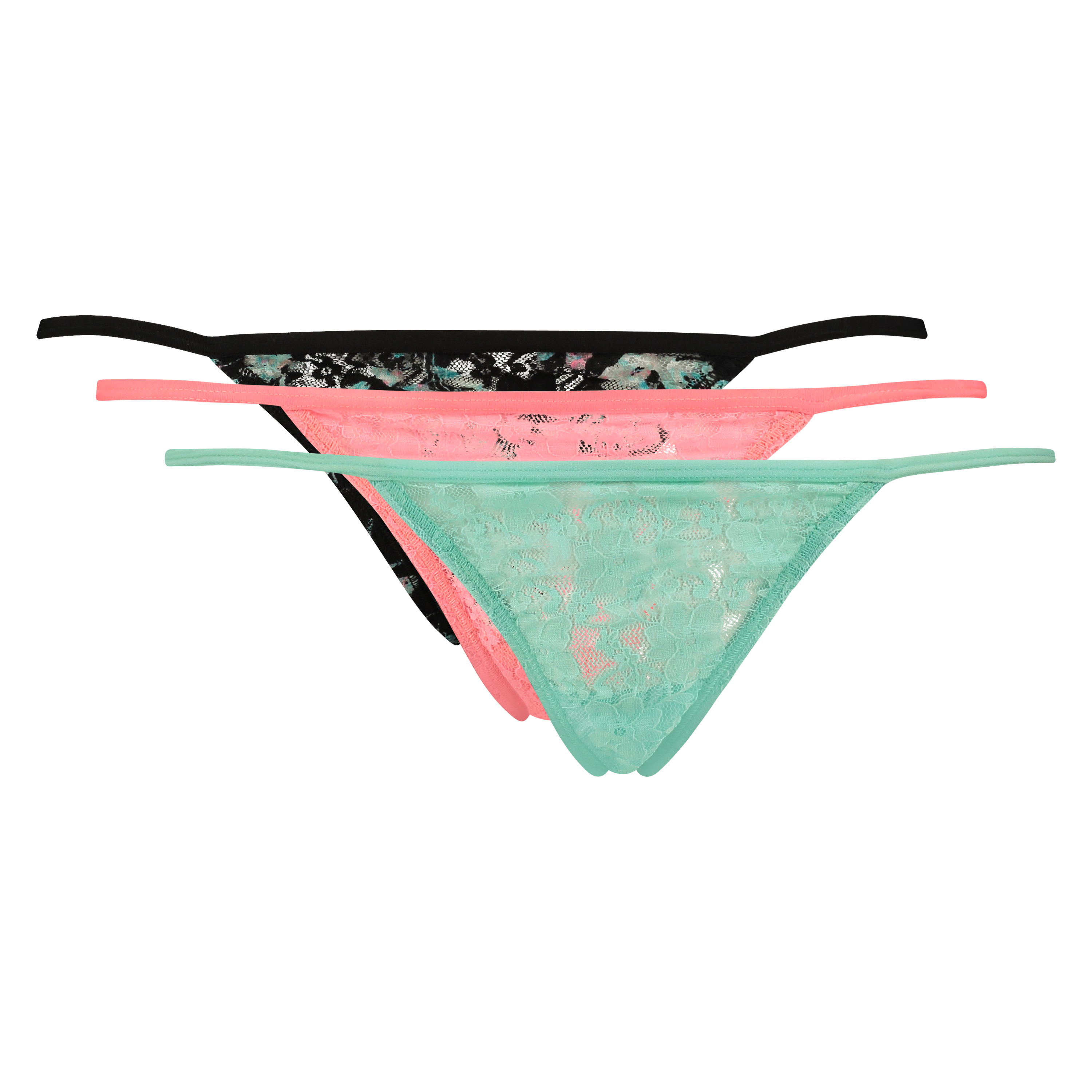 3-pack tangas lace, Blau, main