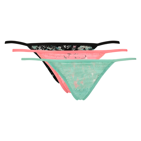 3-pack tangas lace, Blau