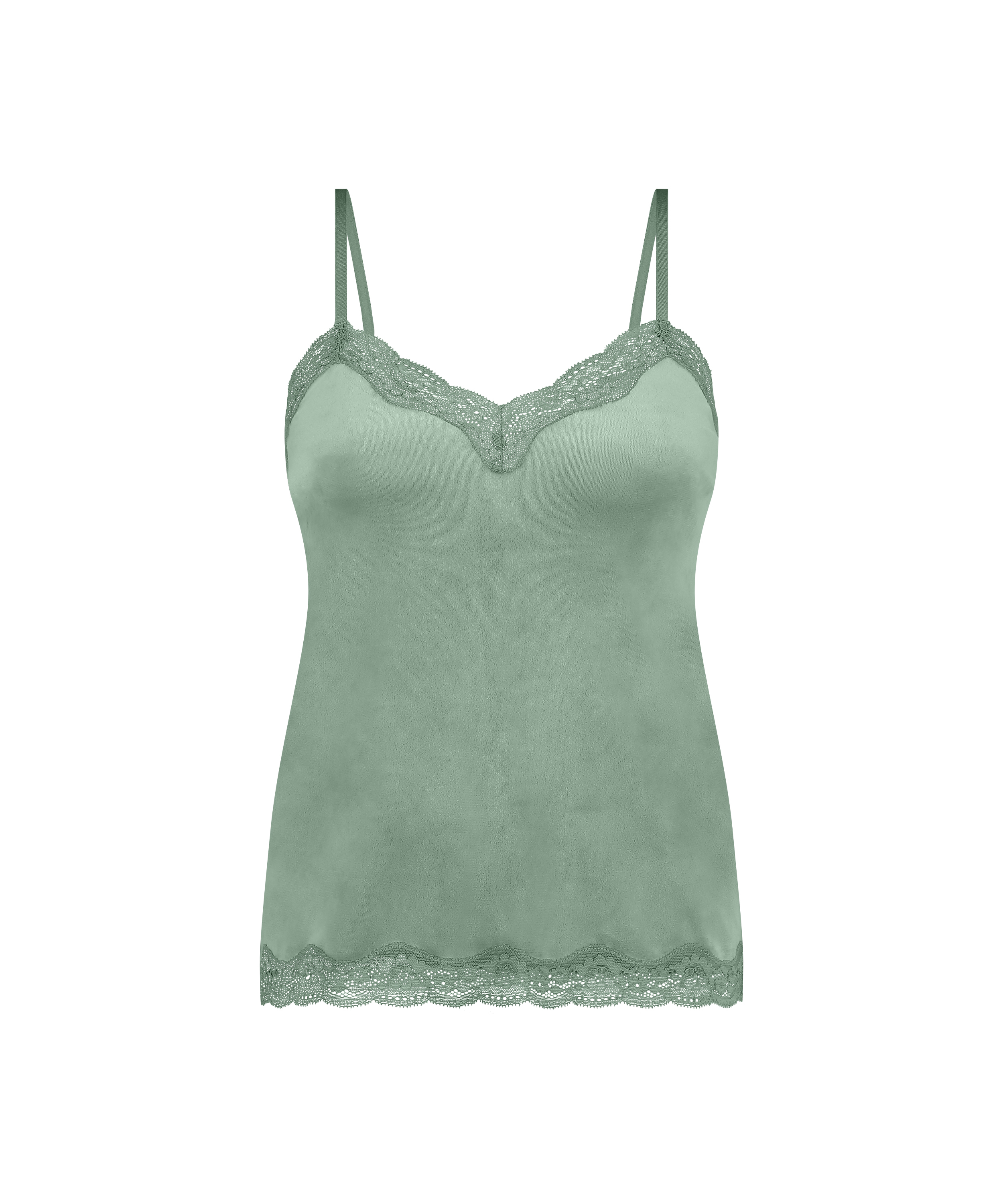 Camisole velours Dentelle, Vert, main