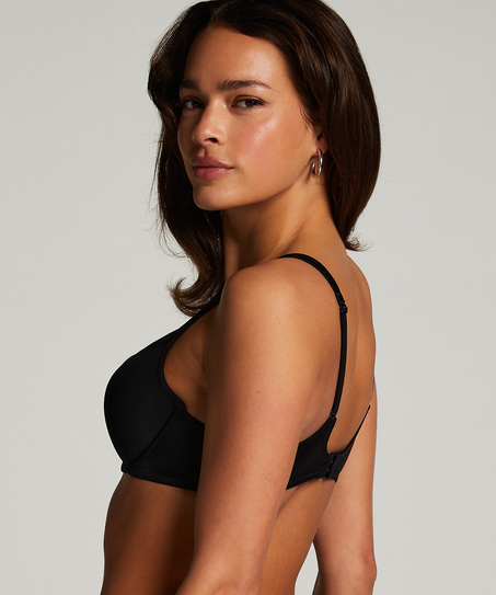 Vorgeformter Bügel-BH, Satin Fleece, Schwarz