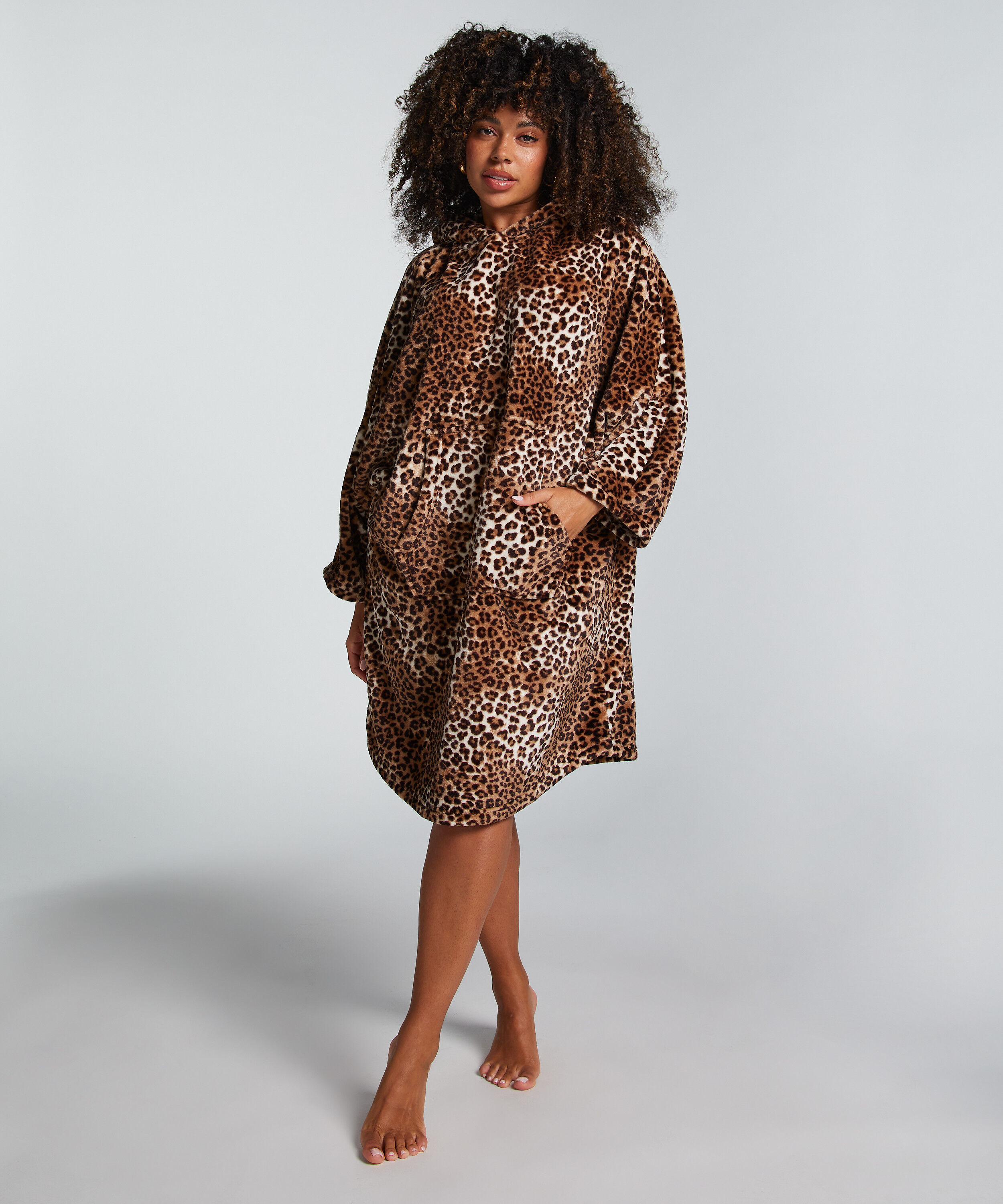 Flanell Fleece Hoodie, Beige