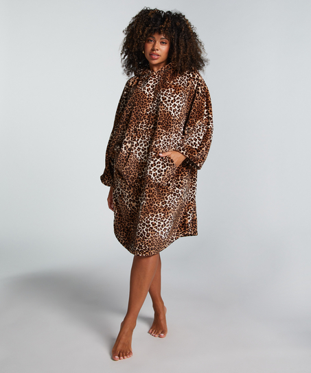 Flanell Fleece Hoodie, Beige