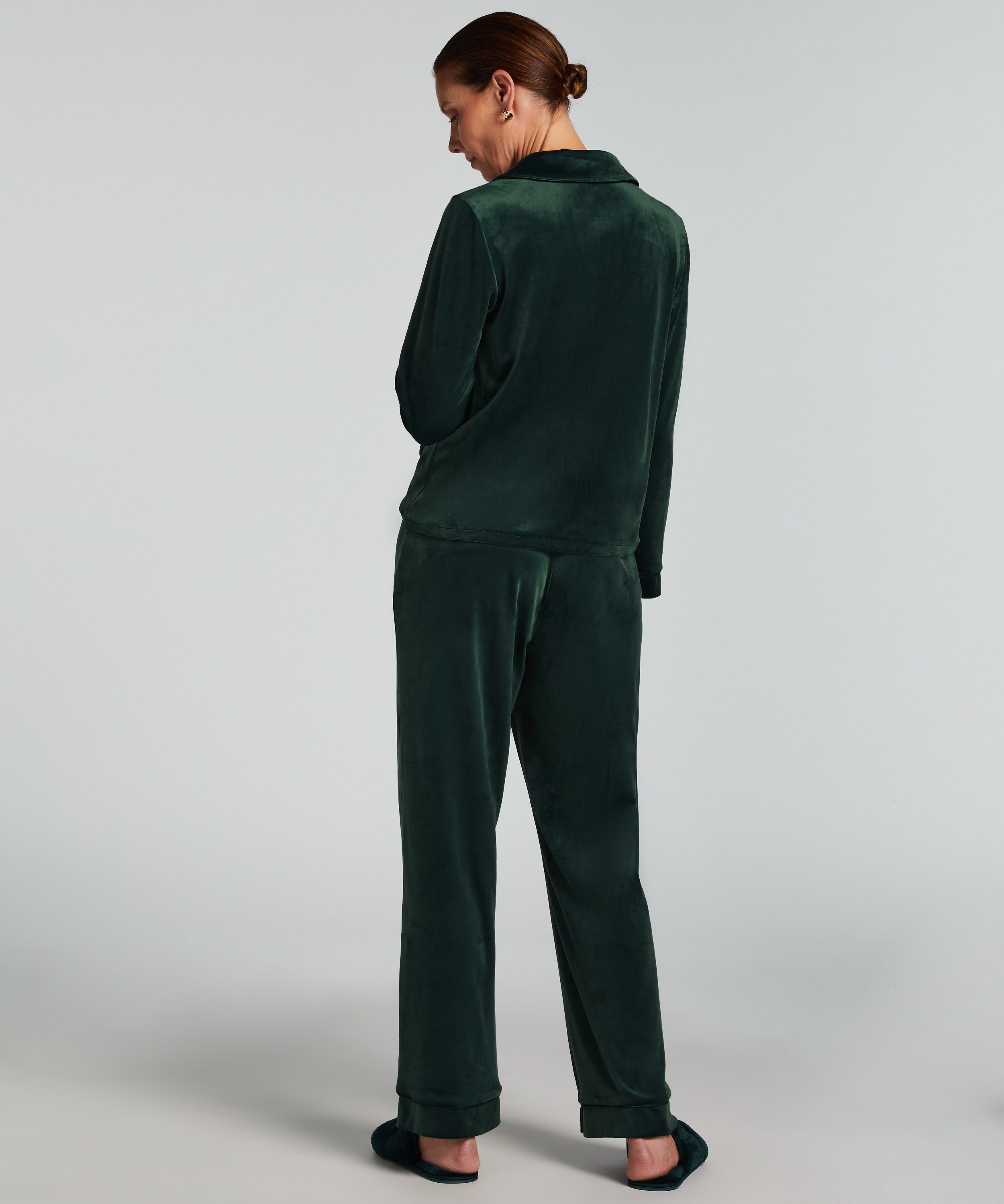 Pantalon de pyjama Velours, Vert, main