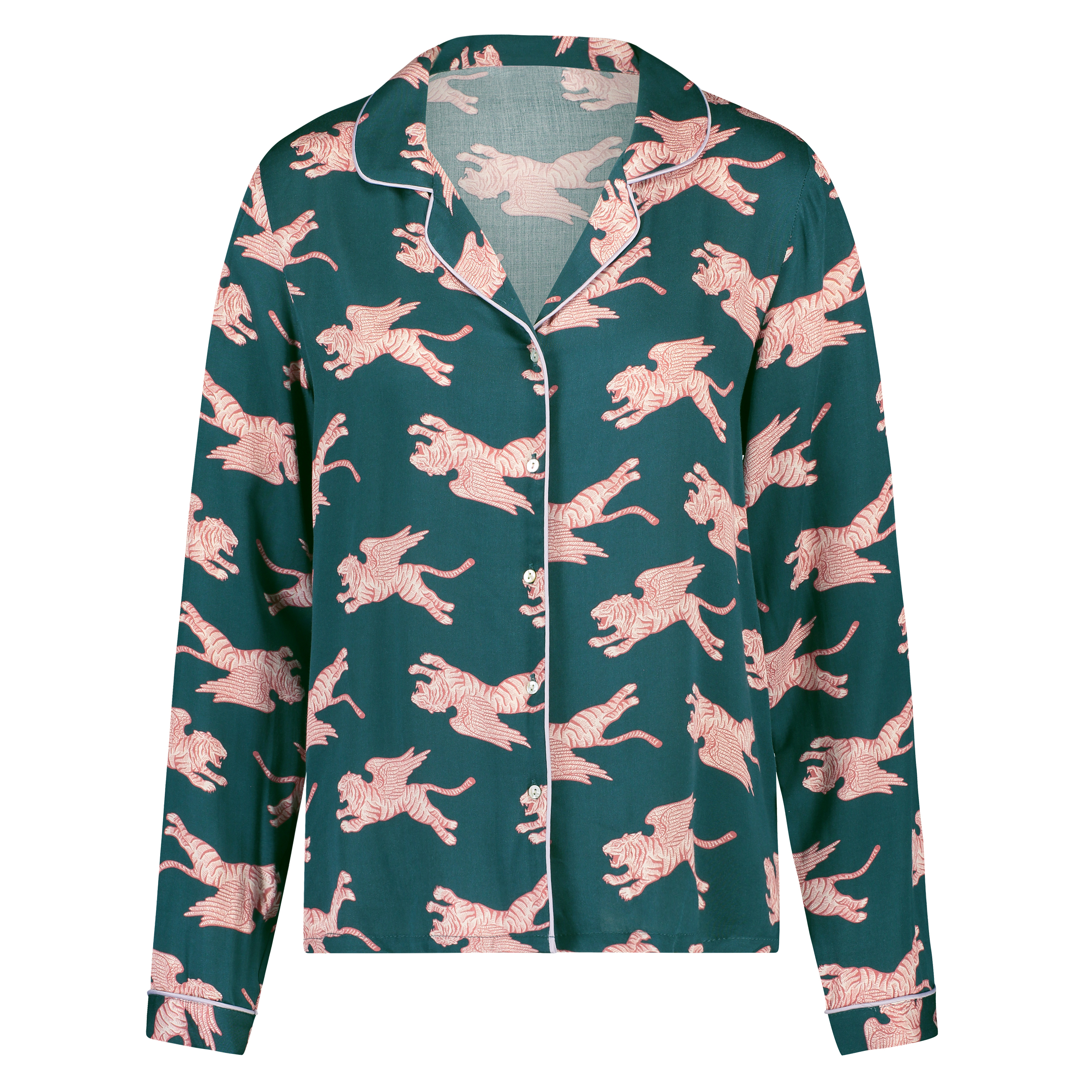 Veste de pyjama manches longues Woven, Bleu, main