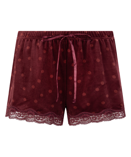 Shorts aus Velours mit Spitze, Lila