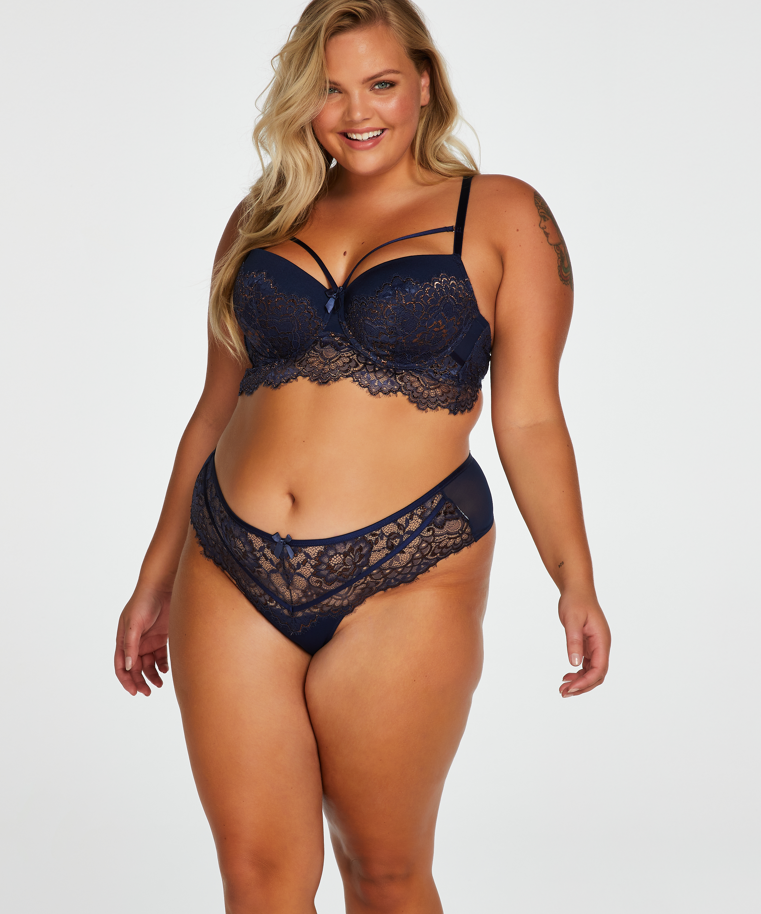 Soutien-gorge long rembourré à armatures Rya, Bleu, main