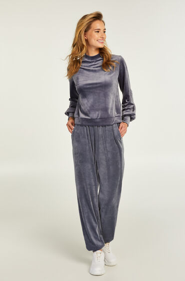 Hunkemöller Petite Jogginghose aus Velours Loose Fit Grau