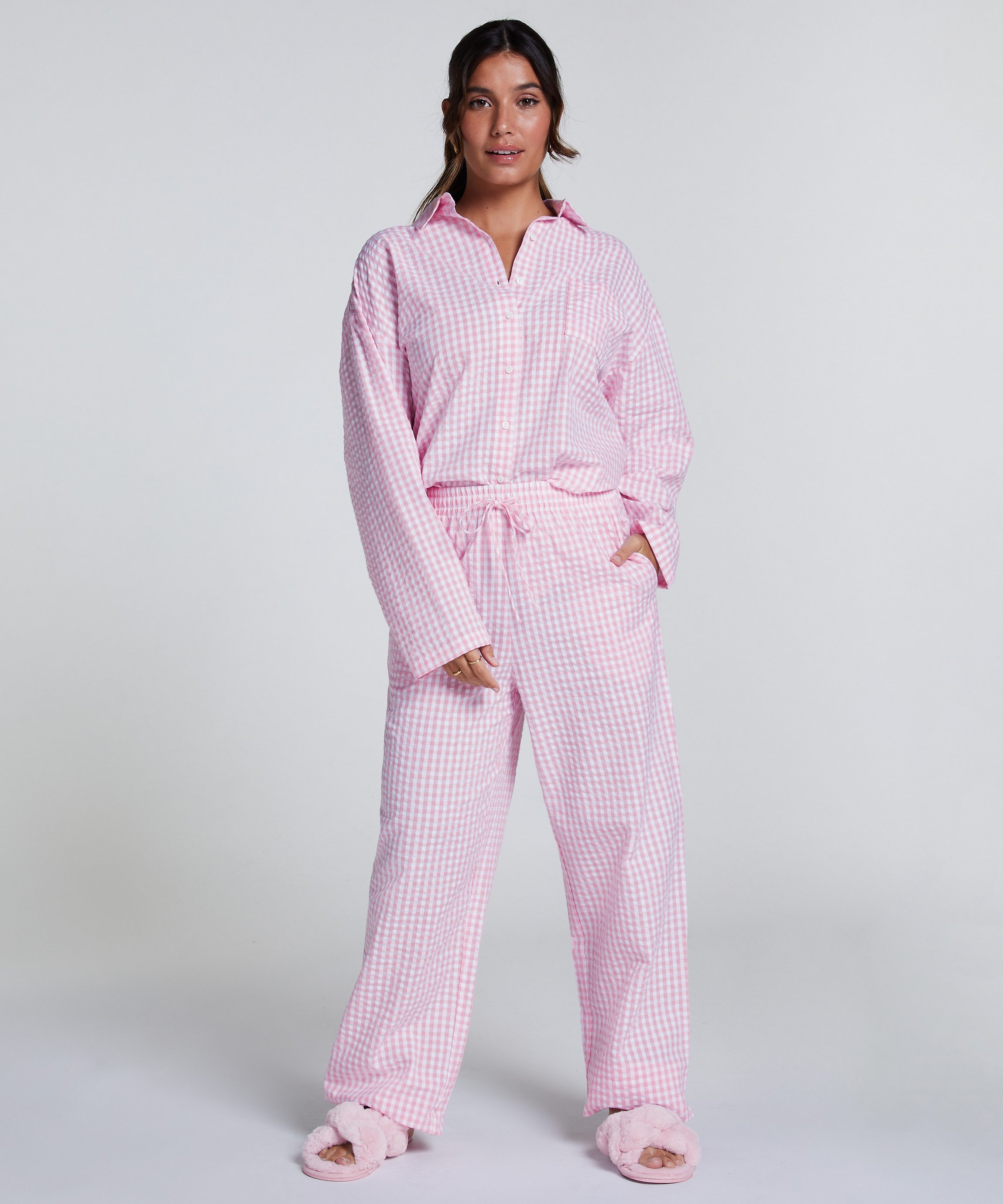Pantalon de pyjama en Coton, Rose, main