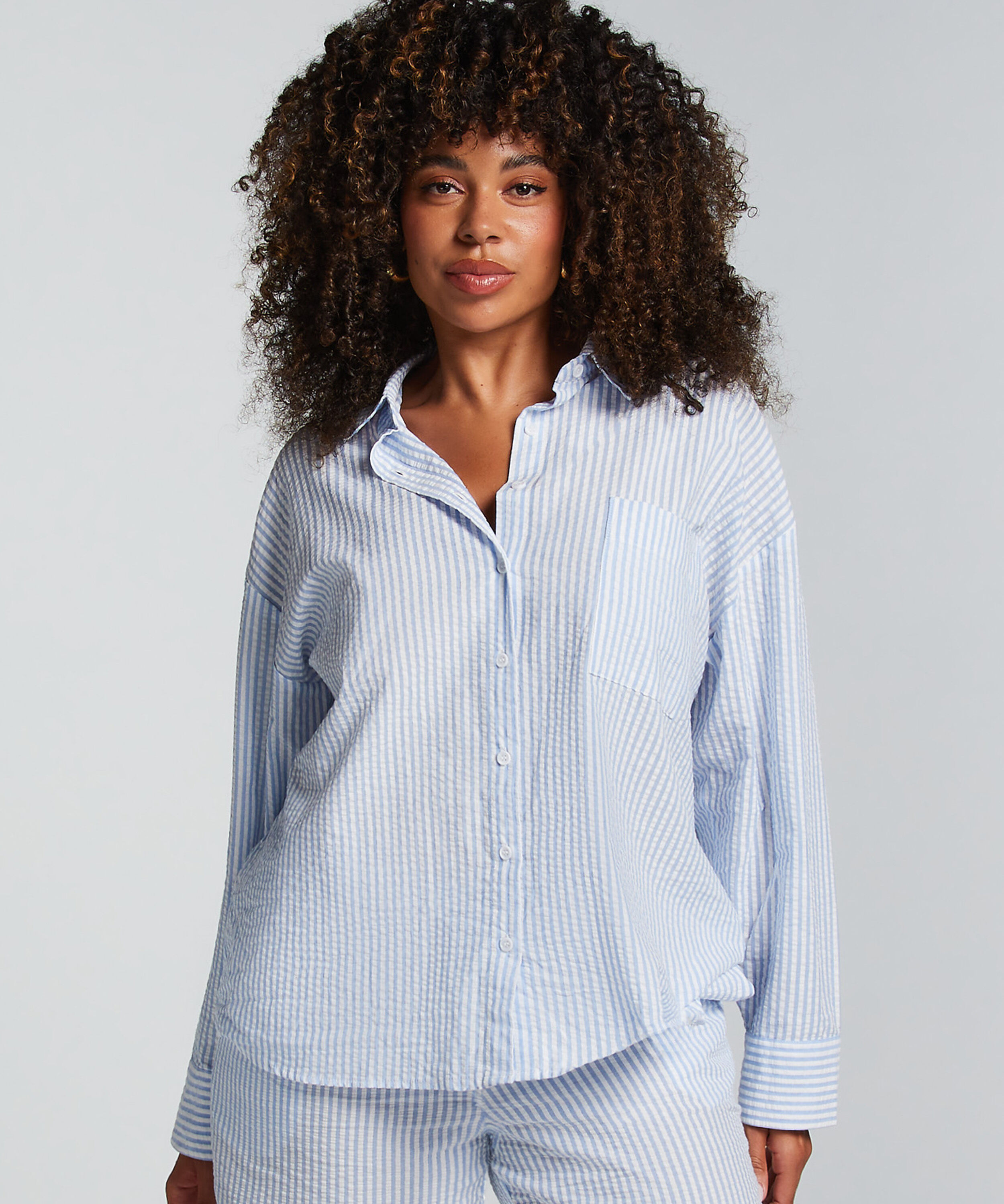 Pyjama-Oberteil aus Baumwolle, Blau