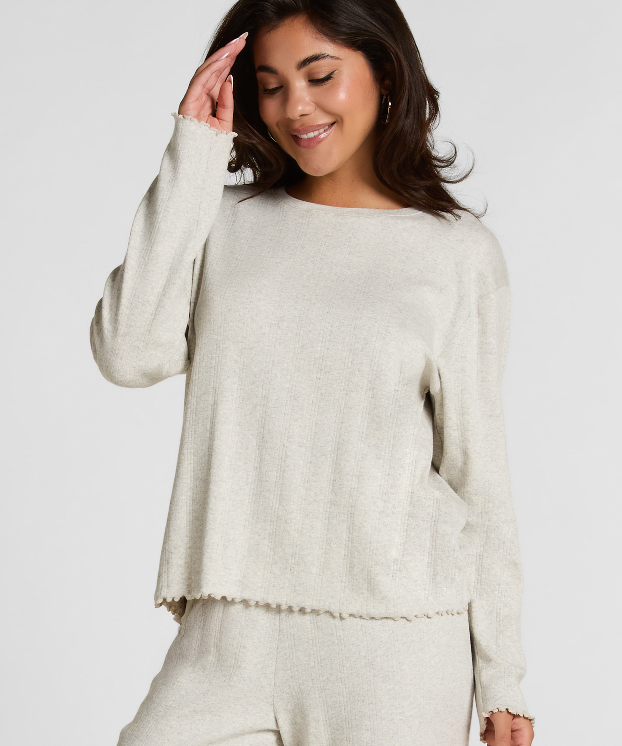 Pyjama Top Loose Pointelle, Grau, main