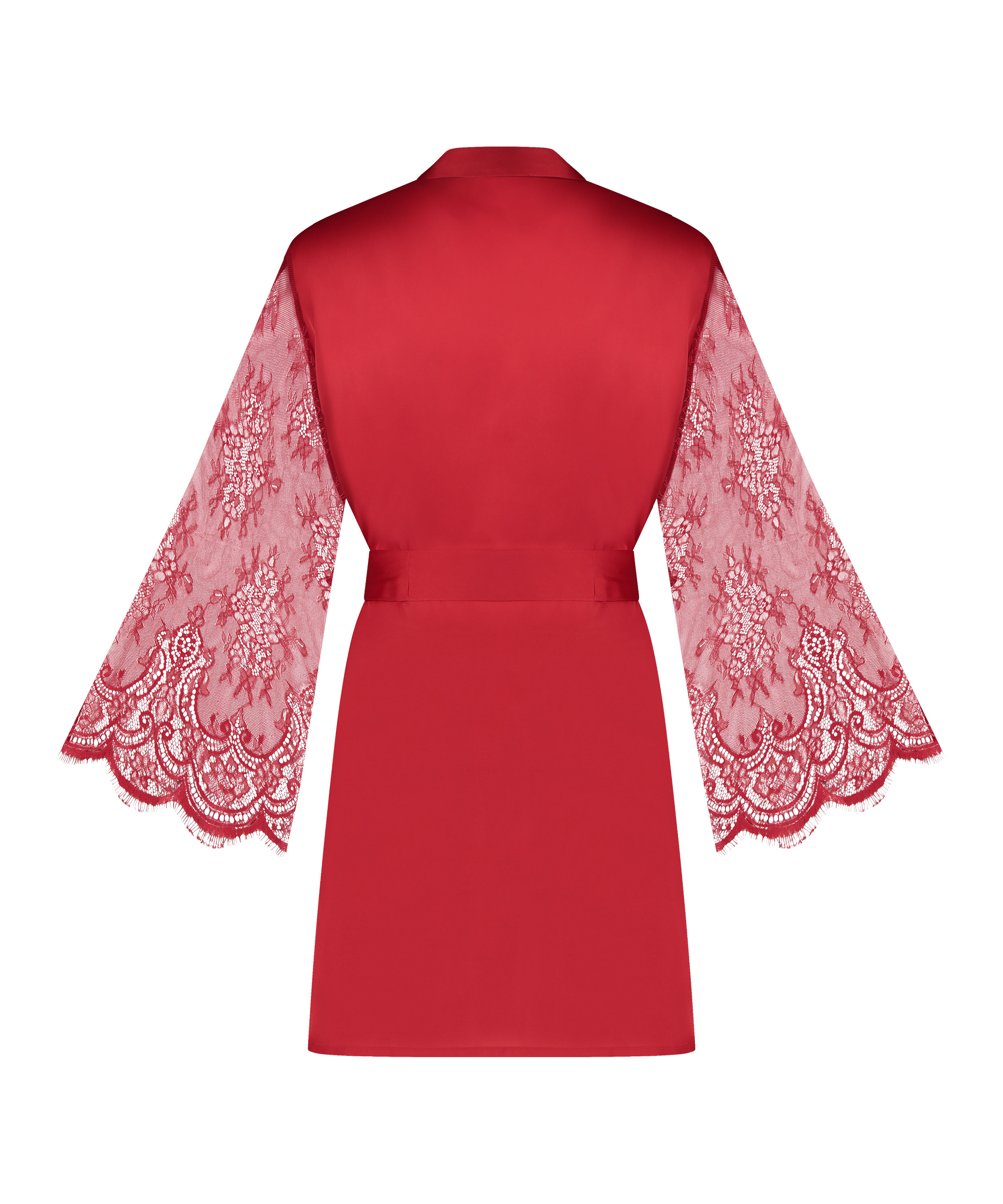 Kimono Satin und Spitze, Rot, main