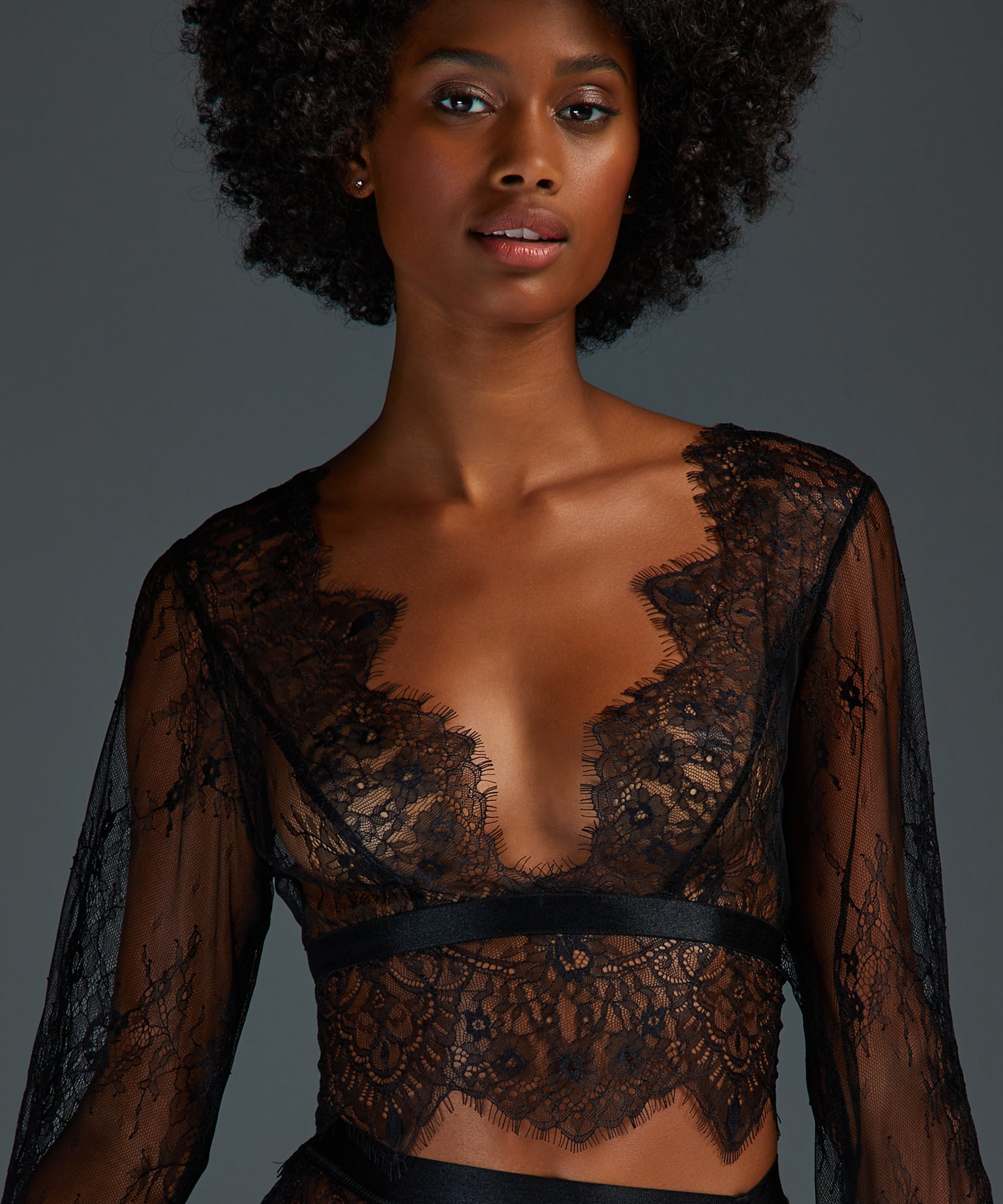 Top Allover Lace, Noir, main