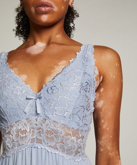Slipdress Nora Lace, Blau