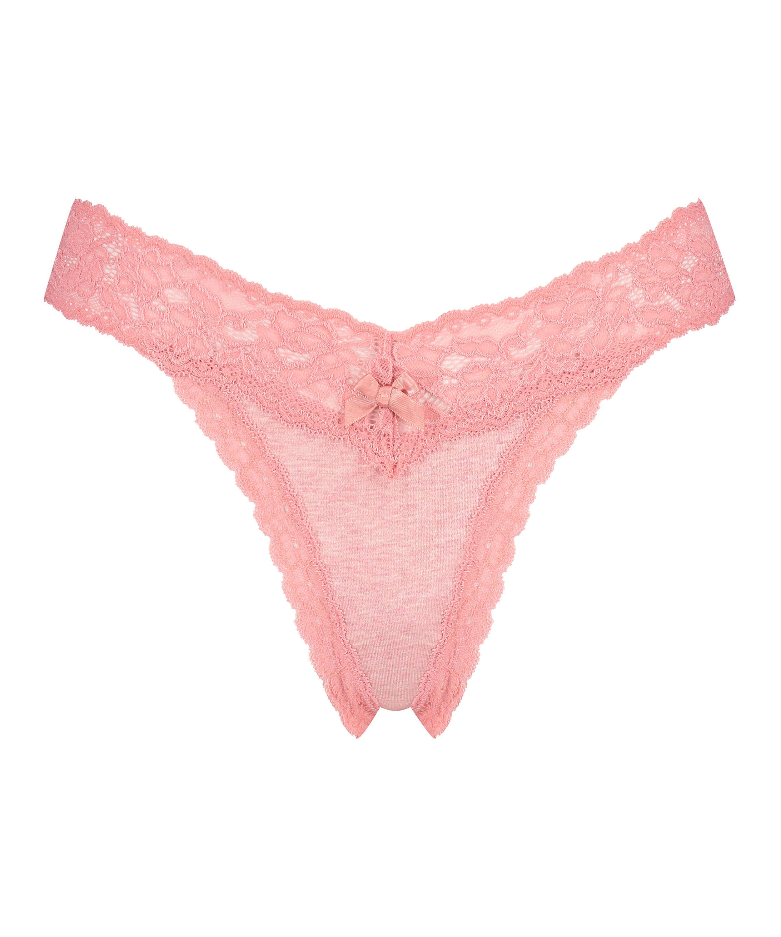 String taille extra basse en coton, Rose, main