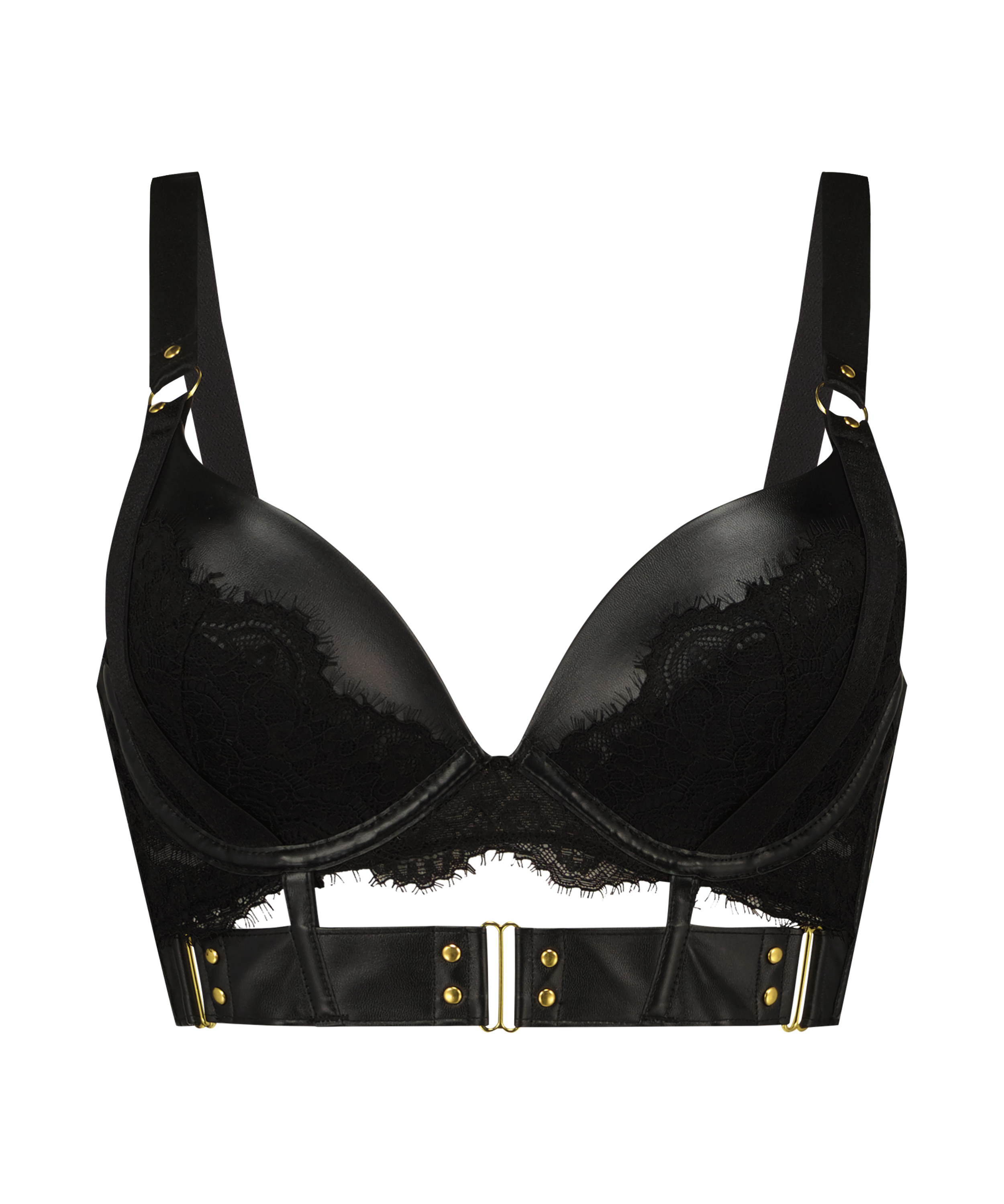 Soutien-gorge push-up à armatures préformé longline Occult, Noir, main
