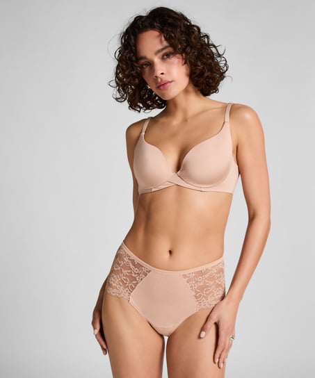 Superslip Midi aus Spitze, Beige
