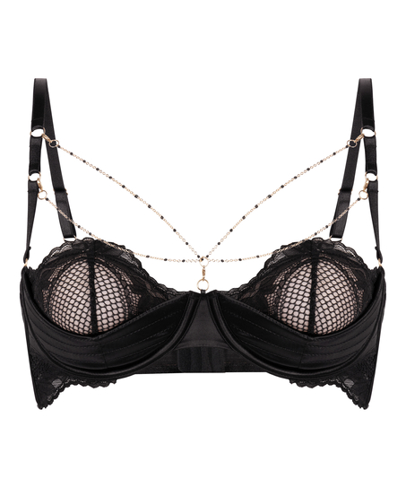Soutien-gorge rembourré demi-bonnet à armatures préformé Belladonna, Noir