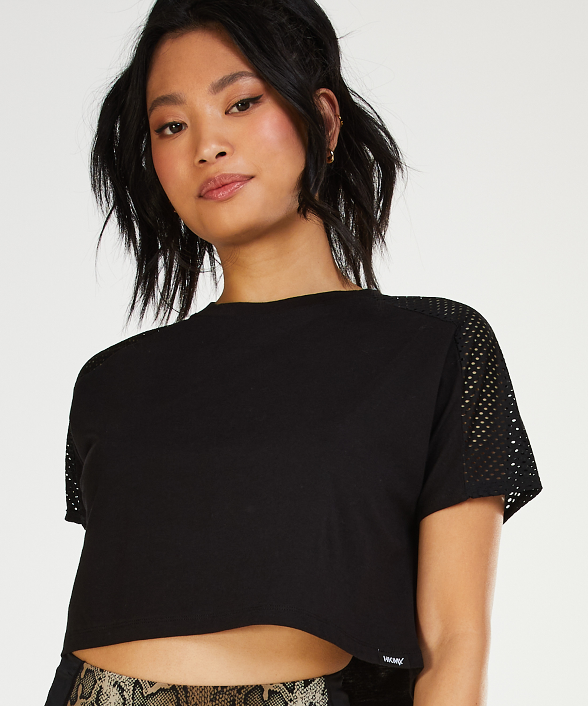 HKMX Crop Top Mesh, Schwarz, main